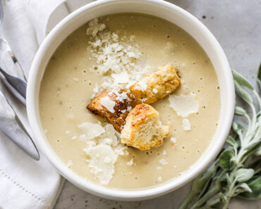 White Bean Soup with Parmesan Croutons